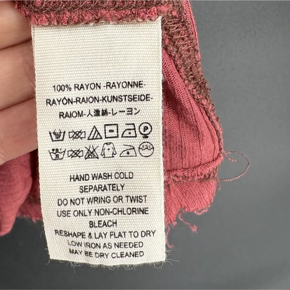 Free People Women's Bulls Eye Tank Top S Pink Draped Deep V-Neck Cowl Bohemian